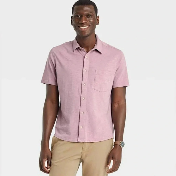NWT Goodfellow & Co Men’s Short Sleeve Casual Button-Down in Orchid Size XL - Picture 1 of 13